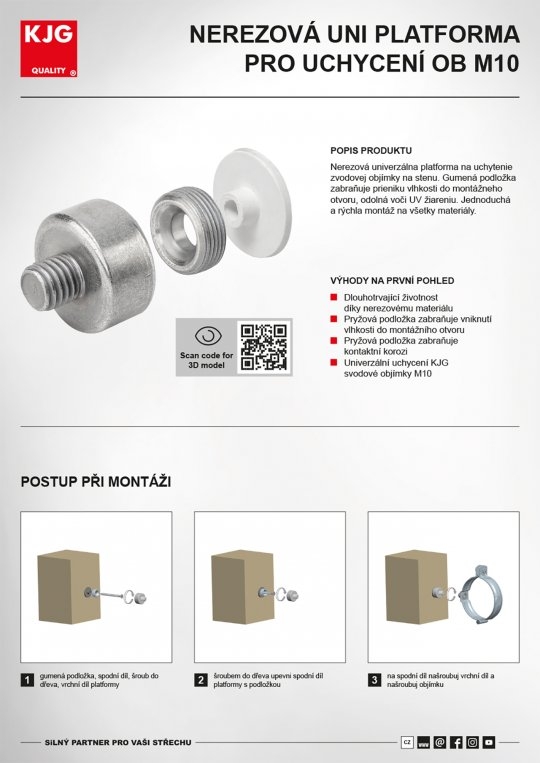 Nerezová UNI platforma na uchycení OB M10