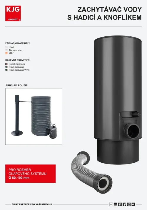 Zachytávač vody s hadicí a knoflíkem