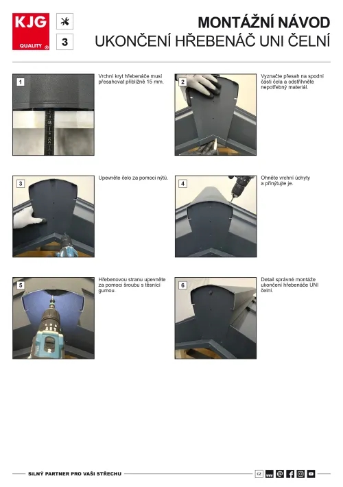 Ukončení hřebenáč UNI čelní