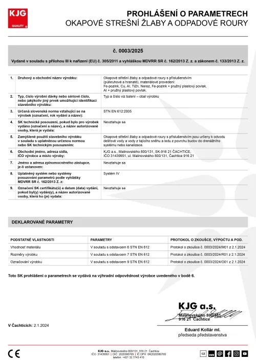 Okapové strešní žlaby a odpadové roury