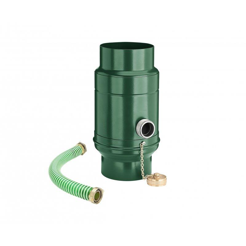 Sběrač dešťové vody s hadicí  - Hliník – Natur  - Pozink lakovaný – Mechově zelená  -  Obrázek