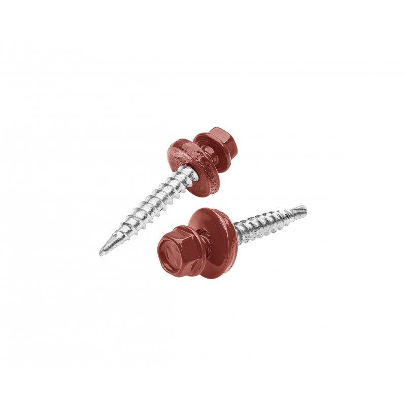 Pozinkovaný šroub farmářský  - Pozink lakovaný  - Ocelově červená  -  Obrázek