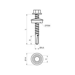Pozinkovaný šroub samovrtný GT5  - Pozink lakovaný  - Bílo hliníková tmavá  -  Obrázek 2