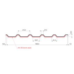 Trapéz střešní TR 35A SQ (sound – aqua)  - Pozink lakovaný  - Šedo bílá  -  Obrázek 2