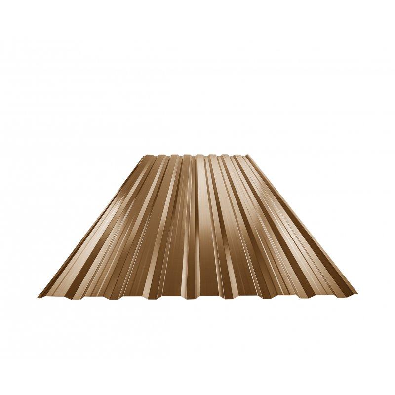 Trapéz fasádní s prolisem TR 18B+  - Pozink lakovaný  - Metalická měděná  -  Obrázek