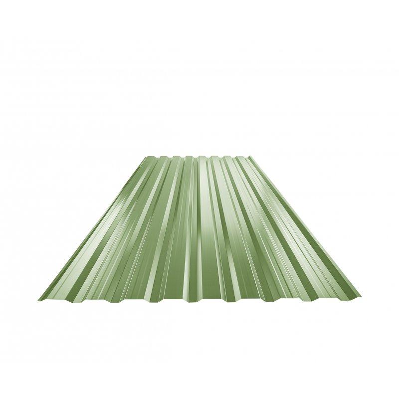 Trapéz fasádní s prolisem TR 18B+  - Pozink lakovaný  - Trávově zelená  -  Obrázek