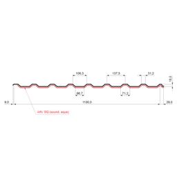 Trapéz střešní s prolisem TR 18A SQ (sound – aqua)  - Pozink lakovaný
MATT  - Měděno hnědá MATT  -  Obrázek 2