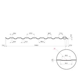 Trapéz fasádní s prolisem TR 18B+  - Pozink lakovaný
MARCEGAGLIA  - Intenzivní černá  -  Obrázek 2