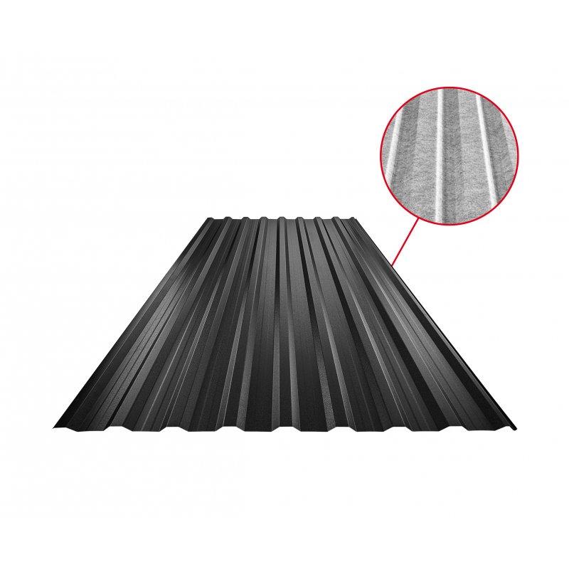 Trapéz střešní s prolisem TR 18A+ SQ (sound – aqua)  - Pozink lakovaný
MATT MARCEGAGLIA  - Intenzivní černá MATT  -  Obrázek