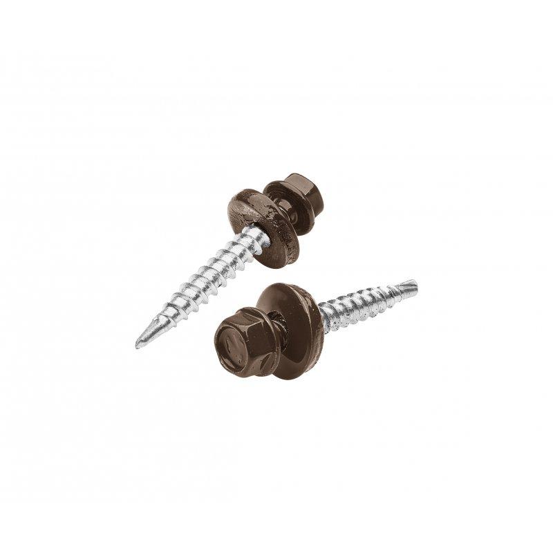 Pozinkovaný šroub farmářská  - Pozink lakovaný  - Tmavě hnědá ČOKO  -  Obrázek