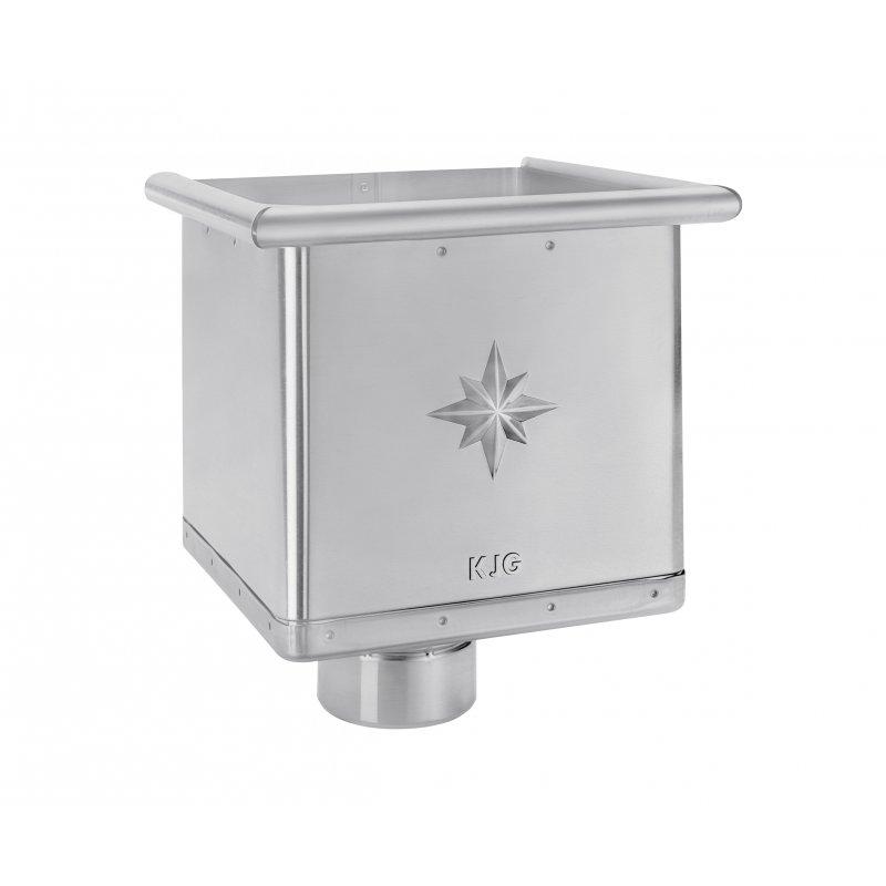 Sběrný kotlík kubický exzentrický  - Pozink lakovaný  - Bílo hliníková  -  Obrázek