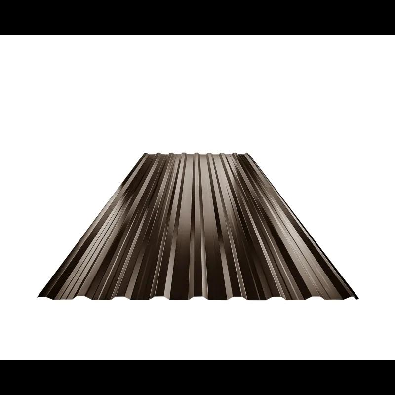 Trapéz střešní s prolisem TR 18A+  - Pozink lakovaný  - Tmavě hnědá ČOKO  -  Obrázek