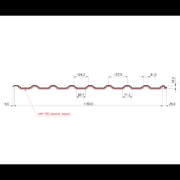 Trapéz střešní s prolisem TR 18A SQ (sound – aqua)  - Hliník lakovaný  - Bílo hliníková  -  Obrázek 2