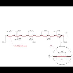 Trapéz střešní s prolisem TR 18A+ SQ (sound – aqua)  - Hliník lakovaný  - Bílo hliníková tmavá  -  Obrázek 2