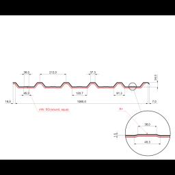 Trapéz střešní s prolisem TR 35A+ SQ (sound – aqua)  - Hliník lakovaný  - Bílo hliníková tmavá  -  Obrázek 2