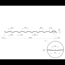 Trapéz fasádní s prolisem TR 18B+  - Hliník lakovaný  - Bílo hliníková  -  Obrázek 2