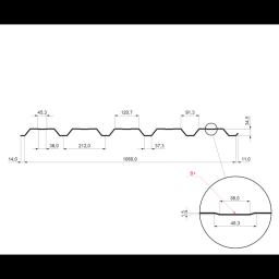 Trapéz fasádní s prolisem TR 35B+  - Hliník lakovaný  - Bílo hliníková tmavá  -  Obrázek 2