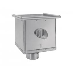 Sběrný kotlík kubický exzentrický s výtokem  - Hliník lakovaný  - Bílo hliníková  -  Obrázek 1