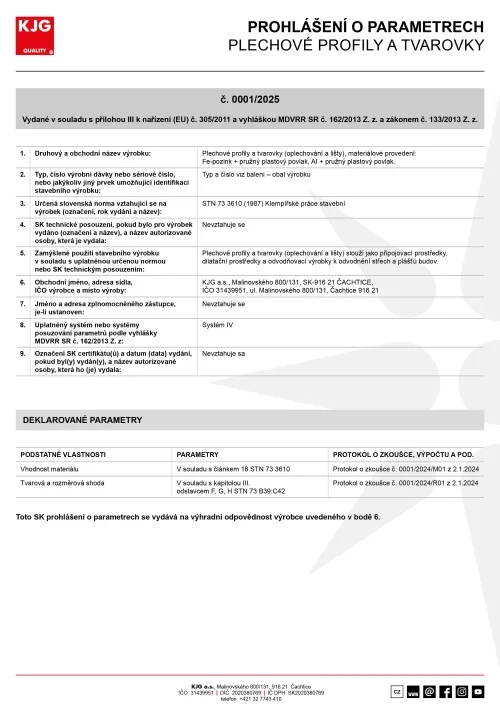 Plechové profily a tvarovky