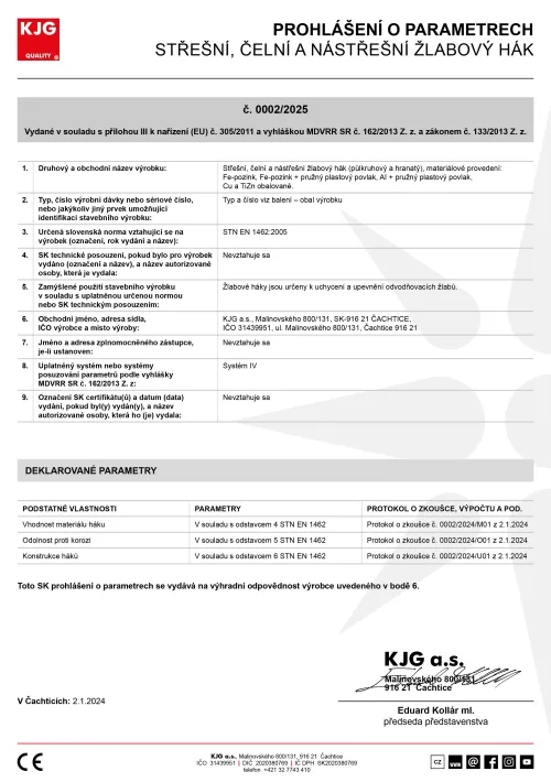 Střešní, čelní a nestřešní žlabový hák