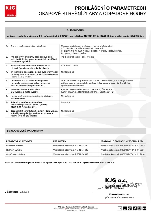 Okapové strešní žlaby a odpadové roury