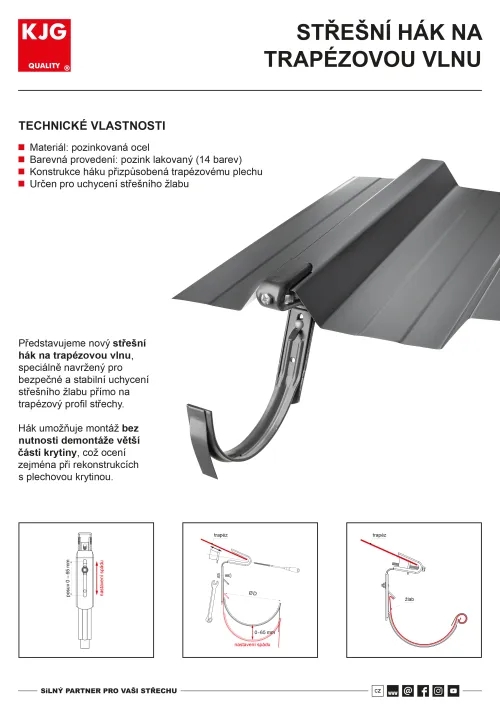 Střešní hák na trapézovou vlnu