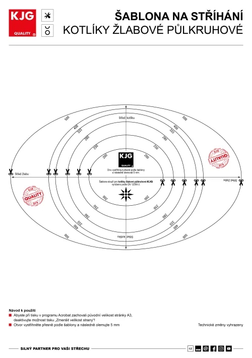 Šablona na stříhání – žlabové kotlíky půlkruhové
