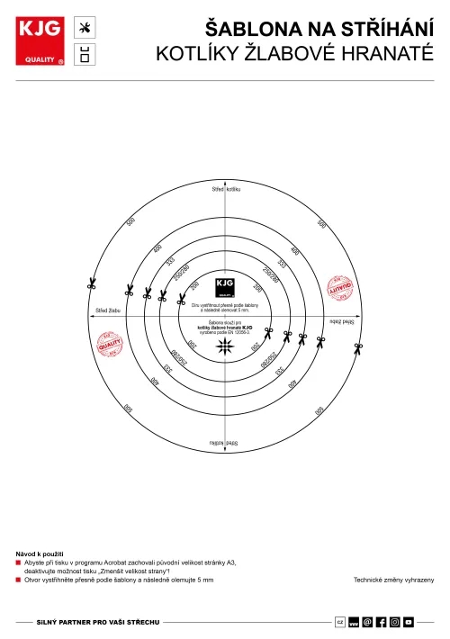 Šablona na stříhání – kotlíky žlabové hranaté
