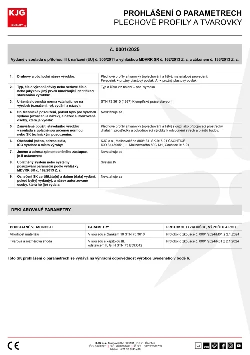 Plechové profily a tvarovky