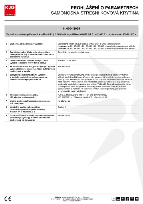 Samonosná střešní kovová krytina