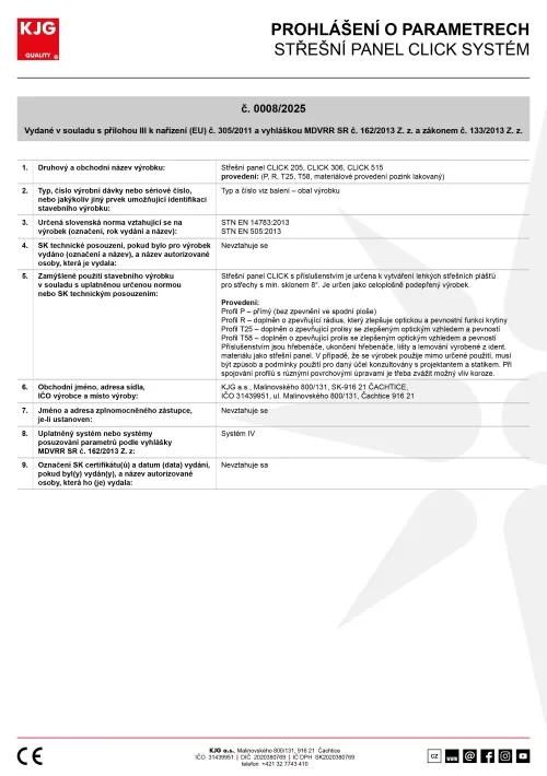 Střešní panel CLICK system