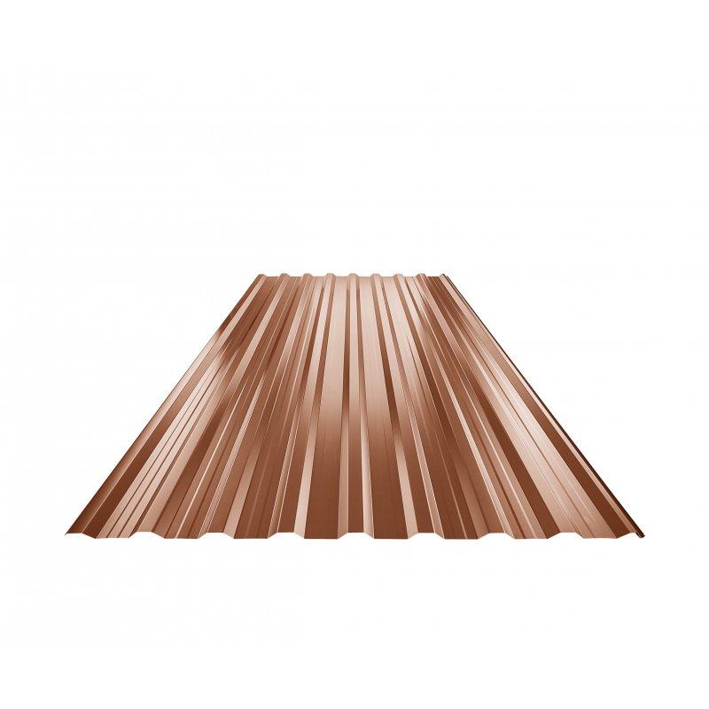 Trapéz střešní s prolisem TR 18A+ - Pozink lakovaný - Měděno hnědá - Obrázek