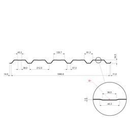Trapéz fasádní s prolisem TR 35B+ - Pozink lakovaný - Testa di Moro - Obrázek 2