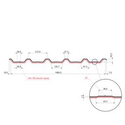 Trapéz střešní s prolisem TR 35A+ SQ (sound – aqua) - Hliník lakovaný - Testa di Moro - Obrázek 2